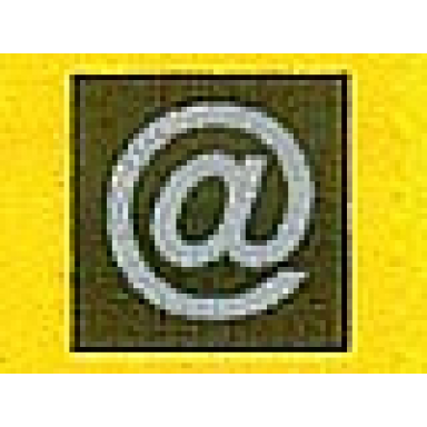 black tile 1 x 1 with silver at sign @ pattern