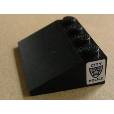black slope 33 3 x 4 with star badge and city police pattern on both sides stickers - set 8135