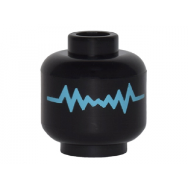black minifigure head without face with medium azure zigzag line pattern