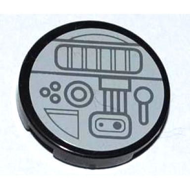 tile round 2 x 2 with dark bluish gray sw mechanical parts on light bluish gray background pattern sticker - sets 7964 7965
