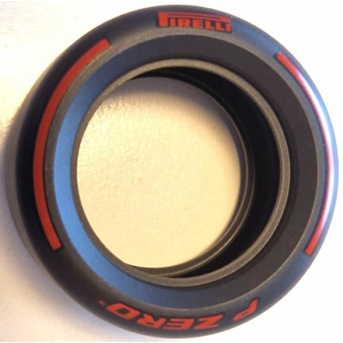 black tire 81.6mm d x 44mm smooth with red pirelli p zero and arcs pattern