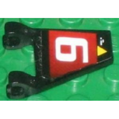 black flag 2 x 2 trapezoid with yellow triangle and white number 9 on red background pattern model left side sticker - set 8357