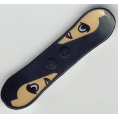 black minifigure utensil snowboard white bottom with light nougat partial minifigure heads pattern