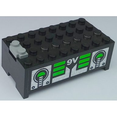 electric 9v battery box small without battery cover with unitron silver green pattern on both sides stickers - set 6991