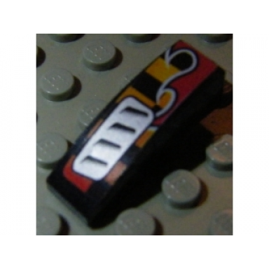 black slope curved 3 x 1 with silver vent and red flame pattern model right sticker - set 8648