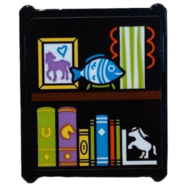 glass for window 1 x 3 x 3 flat front with book end with pony books fish painting pattern sticker - set 42654