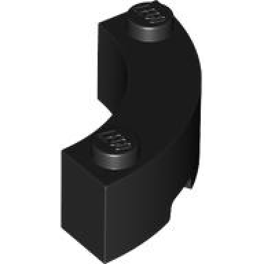 black brick round corner 3 x 3 macaroni with 2 studs
