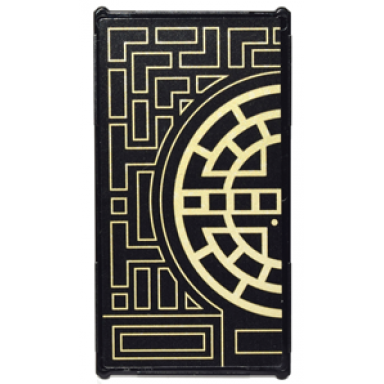 glass for window 1 x 4 x 6 with gold geometric design with half circle pattern model left side sticker - set 71242