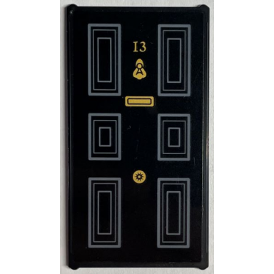 black glass for window 1 x 4 x 6 with gold number 13 knocker letterbox and dark bluish gray panels pattern sticker - set 76408