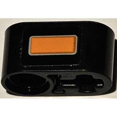 black technic liftarm thick 1 x 2 - axle hole with orange blinker light with silver outline pattern sticker - set 42111