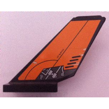 black tail shuttle with hot surface and mechanical rods on orange background pattern on both sides stickers - set 8634