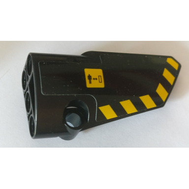 black technic panel fairing 4 small smooth long side b with warning sign and black and yellow danger stripes pattern sticker - set 42082