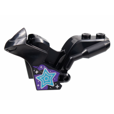 black motorcycle fairing stuntz sport bike tapered front with medium azure dark pink and silver stars pattern