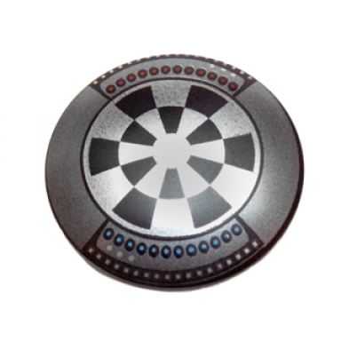 black minifigure shield circular round convex face with dart board dejarik hologame board pattern