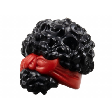 mini doll hair coiled pulled up with molded red head wrap pattern