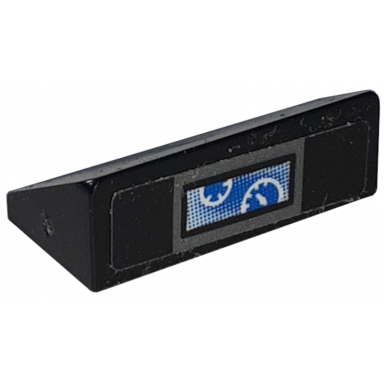 black slope 30 1 x 2 x 2 3 with white gauges on blue background pattern sticker - set 76917