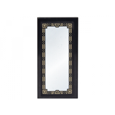 black tile 2 x 4 with white mirror in dark tan geometric frame pattern sticker - set 4867
