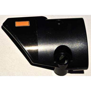 black technic panel fairing 1 small smooth short side a with orange blinker light with silver outline pattern sticker - set 42111