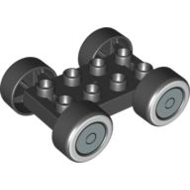 black duplo car base 2 x 4 with black tires and whitewall and silver hubcap wheels pattern 88760 88762c01pb02