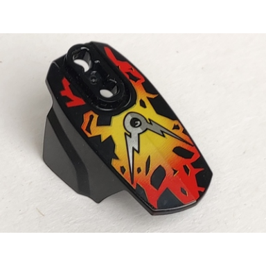 black hero factory armor with ball joint socket - size 5 with fire and silver double lightning bolt pattern nitroblast