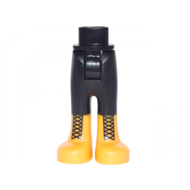black mini doll hips and trousers with back pockets with bright light orange boots with black laces pattern - thick hinge