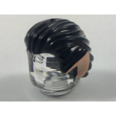 black minifigure hair swept back with pointed light nougat ears pattern