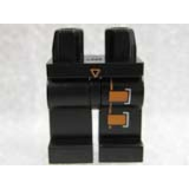 black hips and legs with agents villain orange silver on left leg pattern