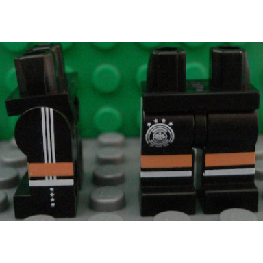black hips and legs with dfb logo with 4 stars nougat and white stripes lines on sides pattern