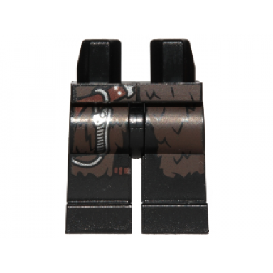 black hips and legs with dark brown fur coattails and silver climbing carabiner pattern