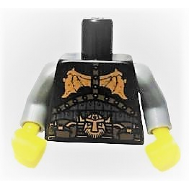 black torso armor with copper dragon wings dwarf head buckle and pouches pattern dark bluish gray arms yellow hands