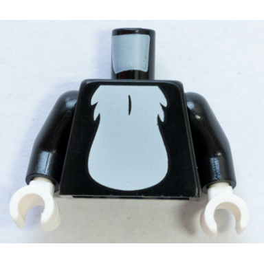black torso white chest fur pattern black arms white hands