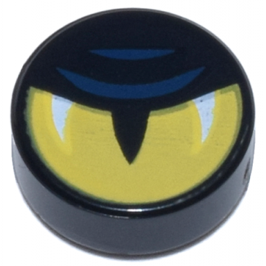 tile round 1 x 1 with yellow eye half closed slit pupil white glints and dark blue eyelid lines pattern