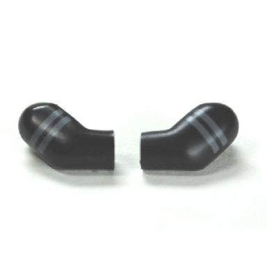 black arm matching left and right pair with dark bluish gray stripes pattern