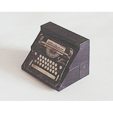 black stickered assembly 4 x 3 x 2 1 3 with typewriter pattern sticker - set 295 - 2 slope 45 2 x 4 1 brick 1 x 4 2 tile 1 x 2
