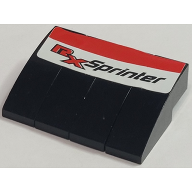 stickered assembly 4 x 3 x 1 with red and black rx sprinter on white and red background pattern sticker - set 8655 - 4 slope curved 3 x 1