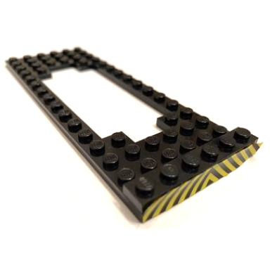 stickered assembly 16 x 6 x 2 3 with black and yellow danger stripes pattern sticker - set 4563 - 1 plate 1 x 6 1 plate modified 6 x 16 with motor cutout wide