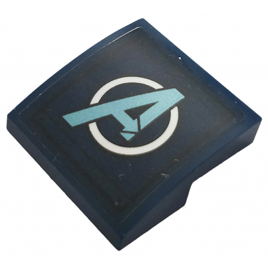 dark blue slope curved 2 x 2 x 2 3 with metallic light blue avengers logo pattern sticker - set 76123