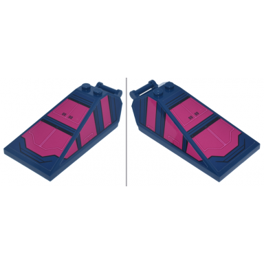 dark blue windscreen 8 x 4 x 2 with 2 studs and bar handle with black and magenta mechanical armor pattern on top and both sides stickers - set 76316