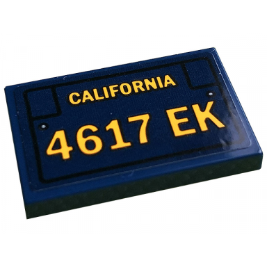 dark blue tile 2 x 3 with license plate and bright light orange california and 4617 ek pattern sticker - set 10279