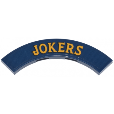 dark blue tile round corner 4 x 4 macaroni with yellow jokers pattern sticker - set 76271