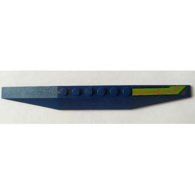 dark blue wedge 2 x 16 triple with silver and orange circuitry on lime stripe pattern model right side sticker - set 70355