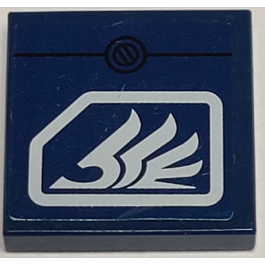 dark blue tile 2 x 2 with white quad wing on dark blue background pattern sticker - set 8103