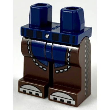 dark blue hips and dark brown legs chaps over dark blue pants silver toes pattern