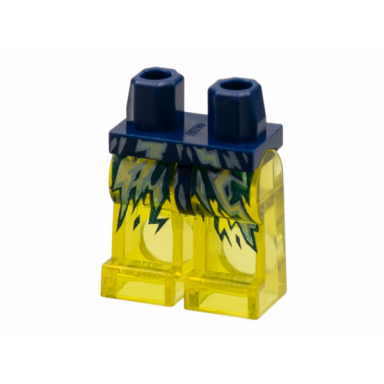 dark blue hips and trans-yellow legs with dark blue bright light yellow and metallic light blue electricity and lightning bolts pattern