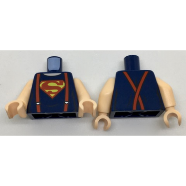 dark blue torso shirt with muscles suspenders and red and yellow superman s logo pattern light nougat arms light nougat hands