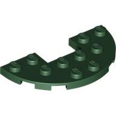 dark green plate round half 3 x 6 with 1 x 2 cutout