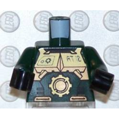 dark green torso exo-force gold body armor with large star and at.10 pattern dark green arms black hands