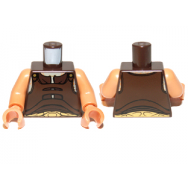 dark brown torso sw gungan vest with gold belt front and back pattern nougat arms nougat hands