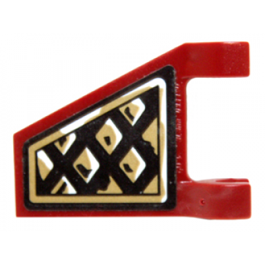 dark red flag 2 x 2 trapezoid with black and gold diamonds pattern model left side sticker - set 70732