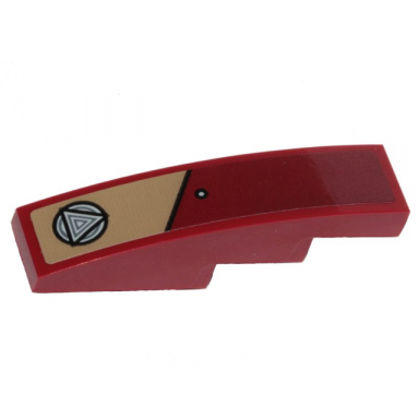dark red slope curved 4 x 1 with dark tan stripe and triangles in circles pattern model right side sticker - set 76208